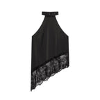 Women Clothing Summer Sexy All Match Lace Stitching Hanging Collar Top flightCourse