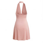Women Summer Hem Irregular Asymmetric Backless Hanging Collar Dress GoodMe