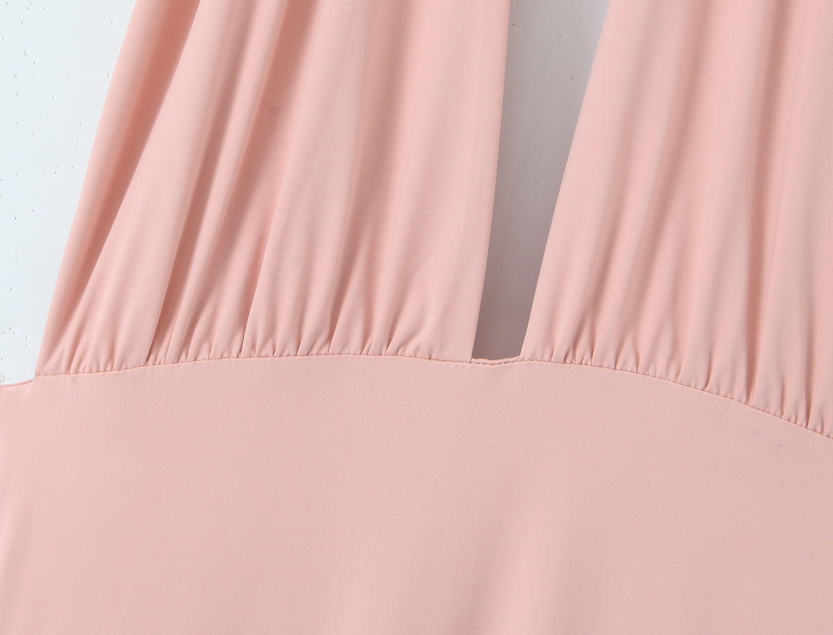Women Summer Hem Irregular Asymmetric Backless Hanging Collar Dress GoodMe