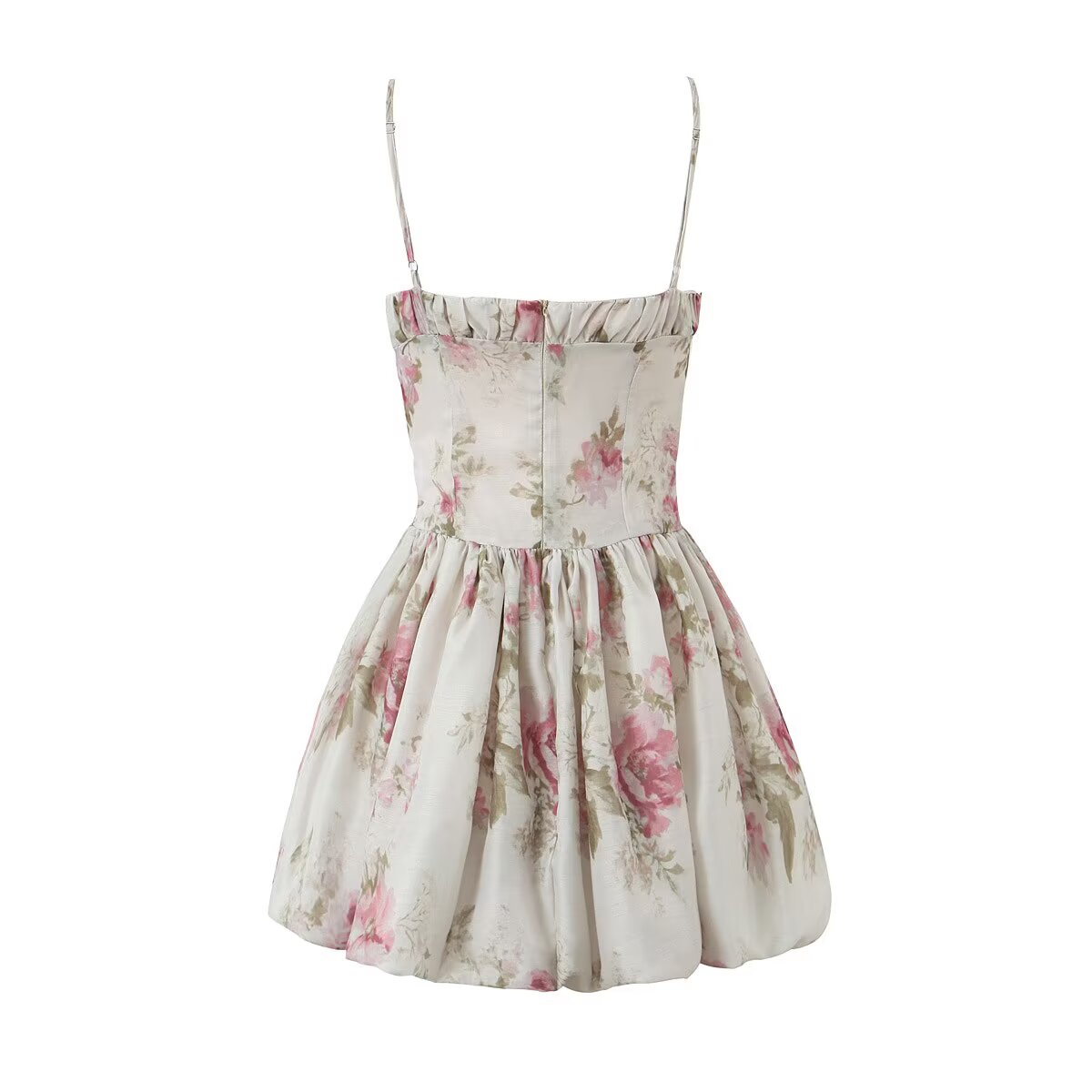 French Floral Strap Dress for Women Summer Sexy Holiday Slim Fit Slimming Cinched Short Dress Aiostar