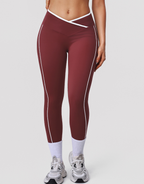 Contrast Color Cross High Top Sports Leggings Peach Hip Raise Yoga Ninth Pants Outdoor Workout Clothes Women YiGlo
