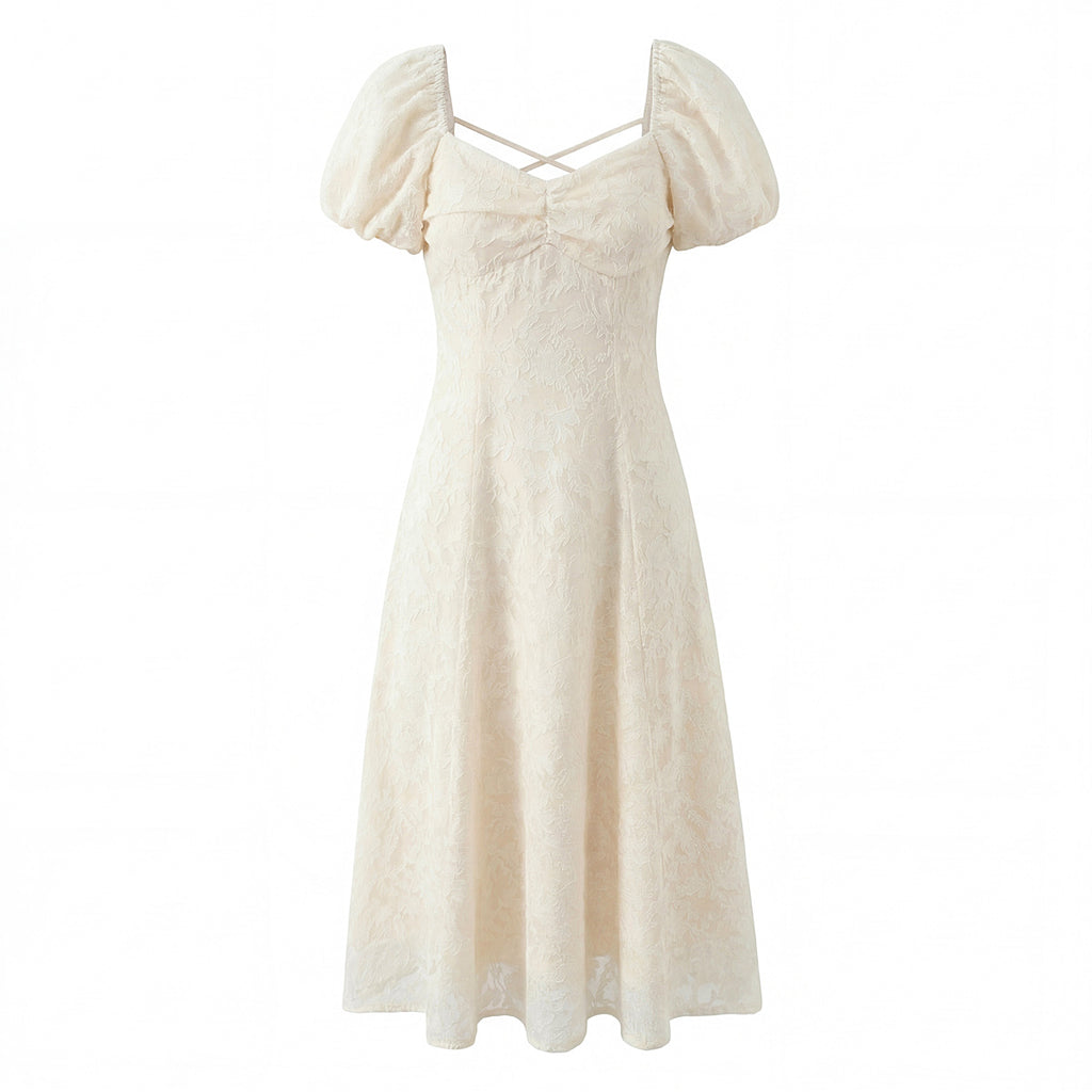 Women Floral Lace up Short Sleeve Dress Spring Summer Sexy Backless Slim Fit Maxi Dress Camille