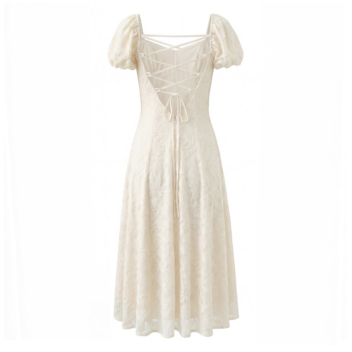 Women Floral Lace up Short Sleeve Dress Spring Summer Sexy Backless Slim Fit Maxi Dress Camille