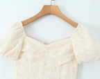 Women Floral Lace up Short Sleeve Dress Spring Summer Sexy Backless Slim Fit Maxi Dress Camille