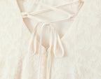 Women Floral Lace up Short Sleeve Dress Spring Summer Sexy Backless Slim Fit Maxi Dress Camille