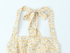 French Vintage Small Floral Printed Sexy Halter Dress Summer Waist Controlled Slim Fit Slimming Holiday Short Dress OMI