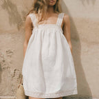 Women Lace Stitching Cami Dress Summer Loose Slimming White Holiday Short Dress GoodMe