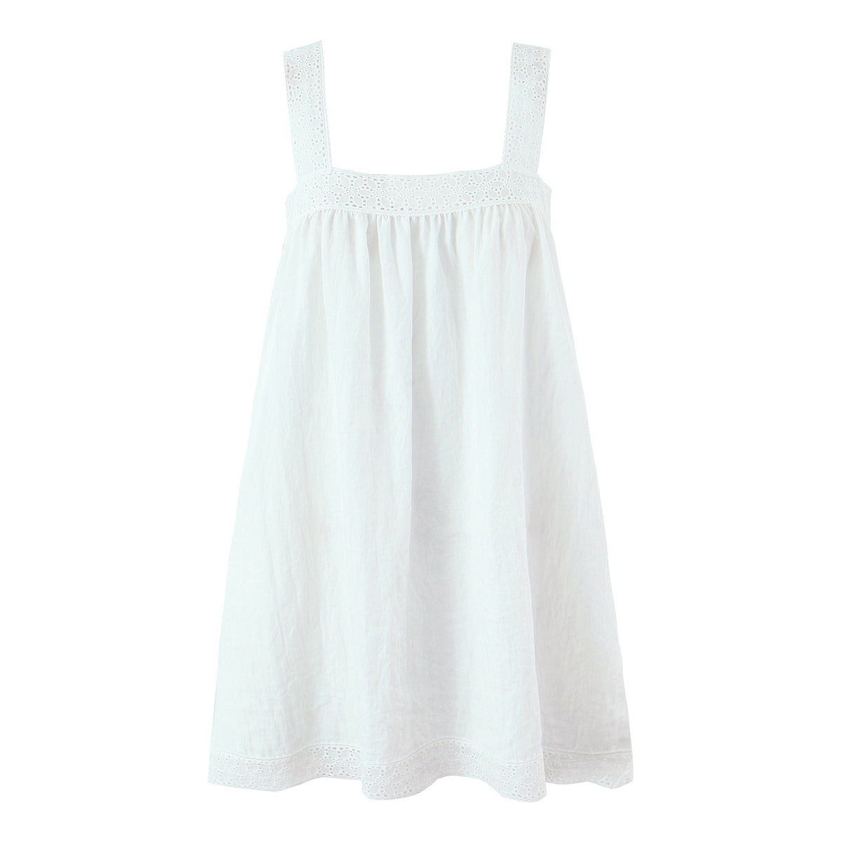 Women Lace Stitching Cami Dress Summer Loose Slimming White Holiday Short Dress GoodMe