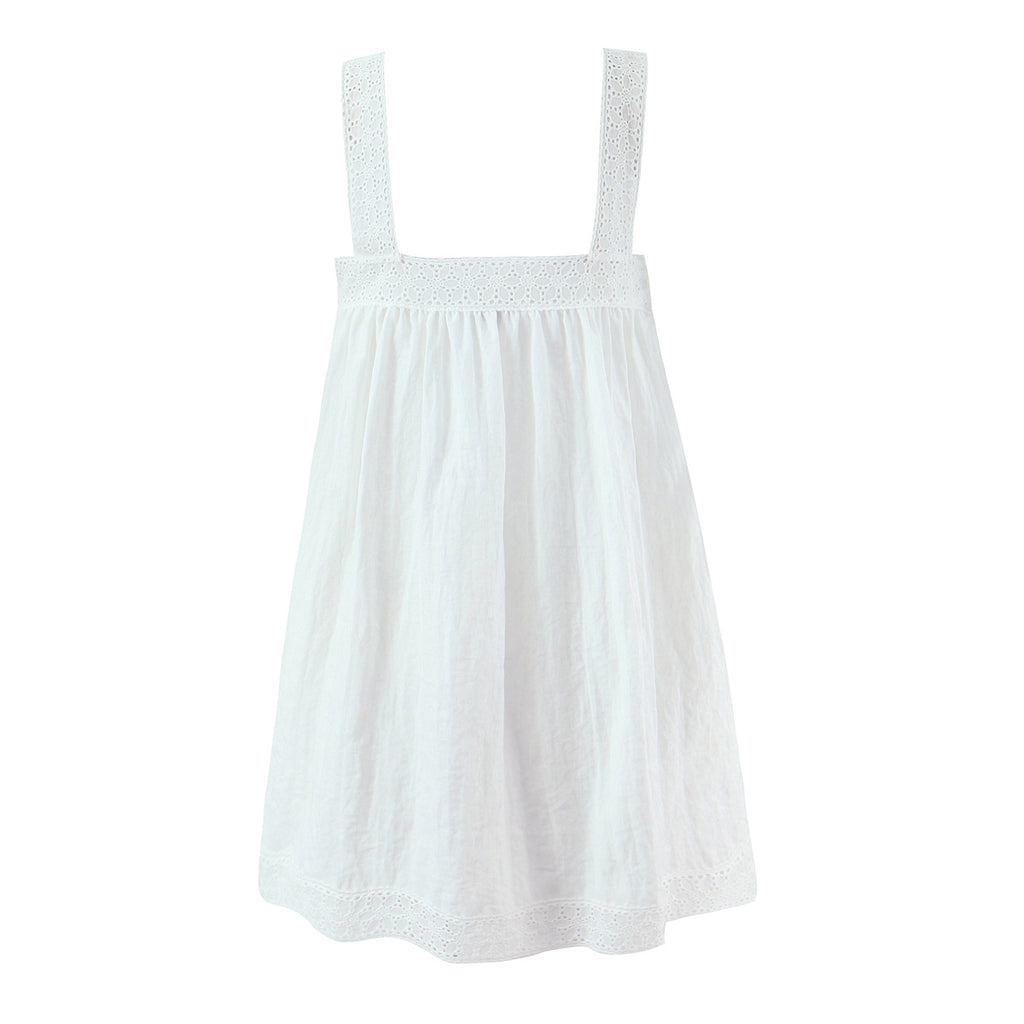 Women Lace Stitching Cami Dress Summer Loose Slimming White Holiday Short Dress GoodMe