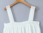Women Lace Stitching Cami Dress Summer Loose Slimming White Holiday Short Dress GoodMe
