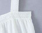 Women Lace Stitching Cami Dress Summer Loose Slimming White Holiday Short Dress GoodMe