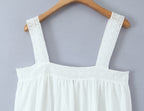 Women Lace Stitching Cami Dress Summer Loose Slimming White Holiday Short Dress GoodMe