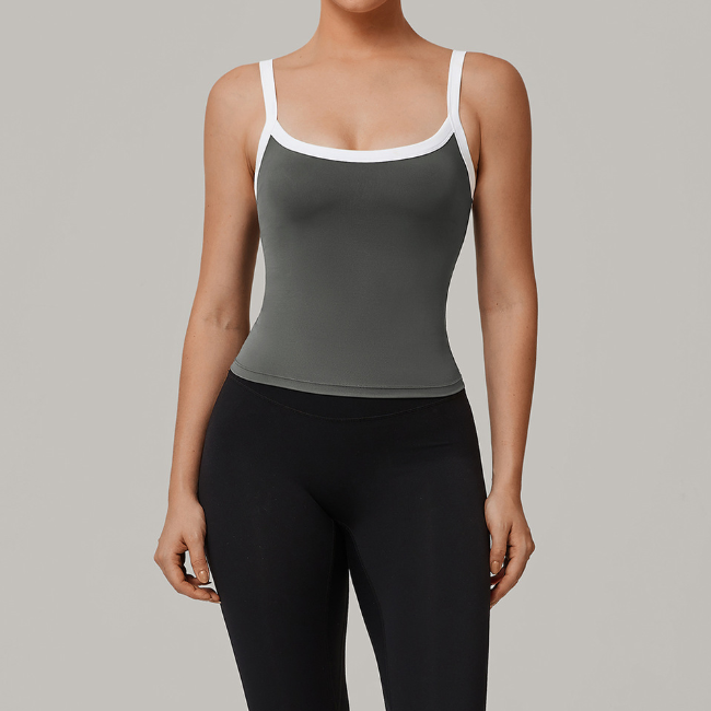 Nude Feel Yoga Vest Contrast Color Hollow Out Cutout Beauty Back Workout Clothes Outer Wear High Sense Running Exercise Underwear PeachYou