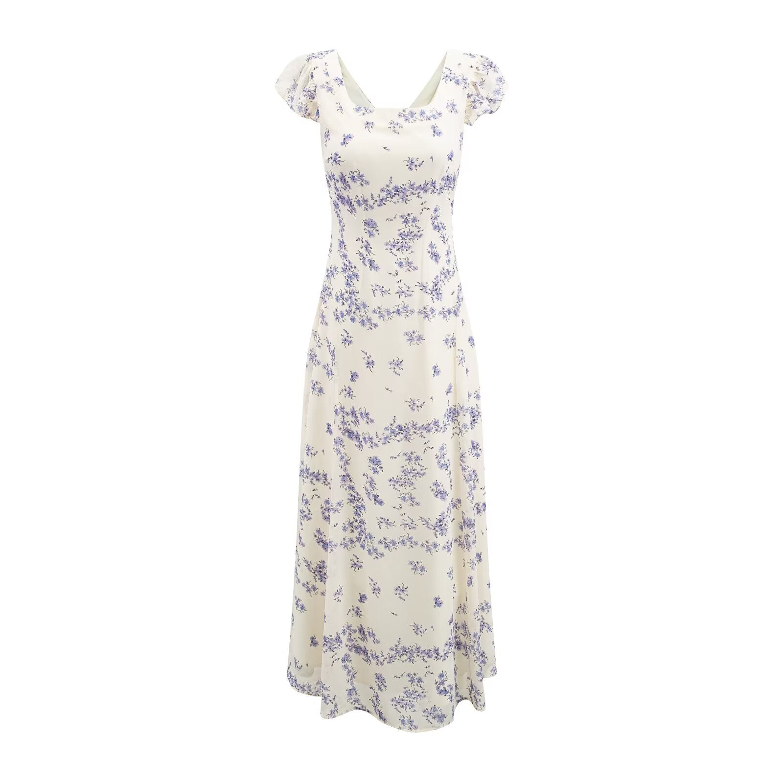 Summer Romantic Atmosphere Super Beautiful Purple Floral Elegant Slim Dress PullWind