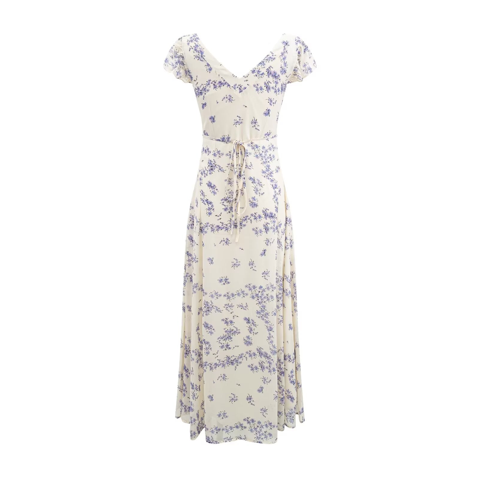 Summer Romantic Atmosphere Super Beautiful Purple Floral Elegant Slim Dress PullWind