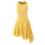 Women Clothing Autumn Dignified Sense of Design Irregular Asymmetric Sleeveless Dress GoodMe