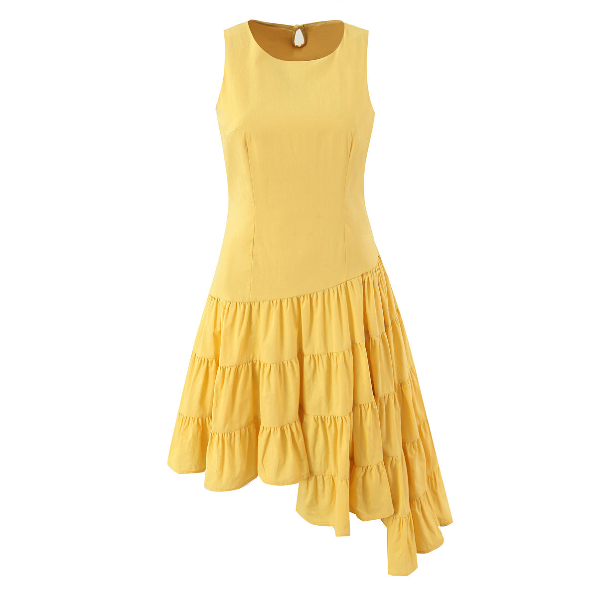 Women Clothing Autumn Dignified Sense of Design Irregular Asymmetric Sleeveless Dress GoodMe