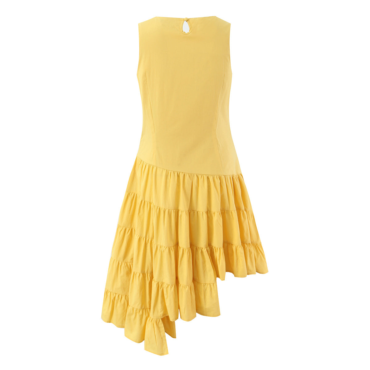 Women Clothing Autumn Dignified Sense of Design Irregular Asymmetric Sleeveless Dress GoodMe