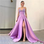 Spring Summer Women Clothing Dress Deep V Plunge Sequin Sling Sexy Slit Dress SCC