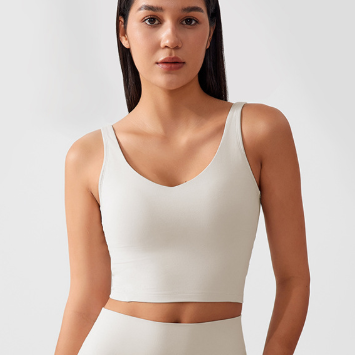 Fixed Chest Pad Vest Sports Bra Nude Feel Shaping Yoga Underwear U Shaped Beauty Back Fitness Top Tichin