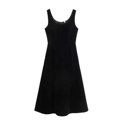 Women Clothing Spring Hepburn Boutique Thick Velvet Vest Sleeveless Dress Starivy