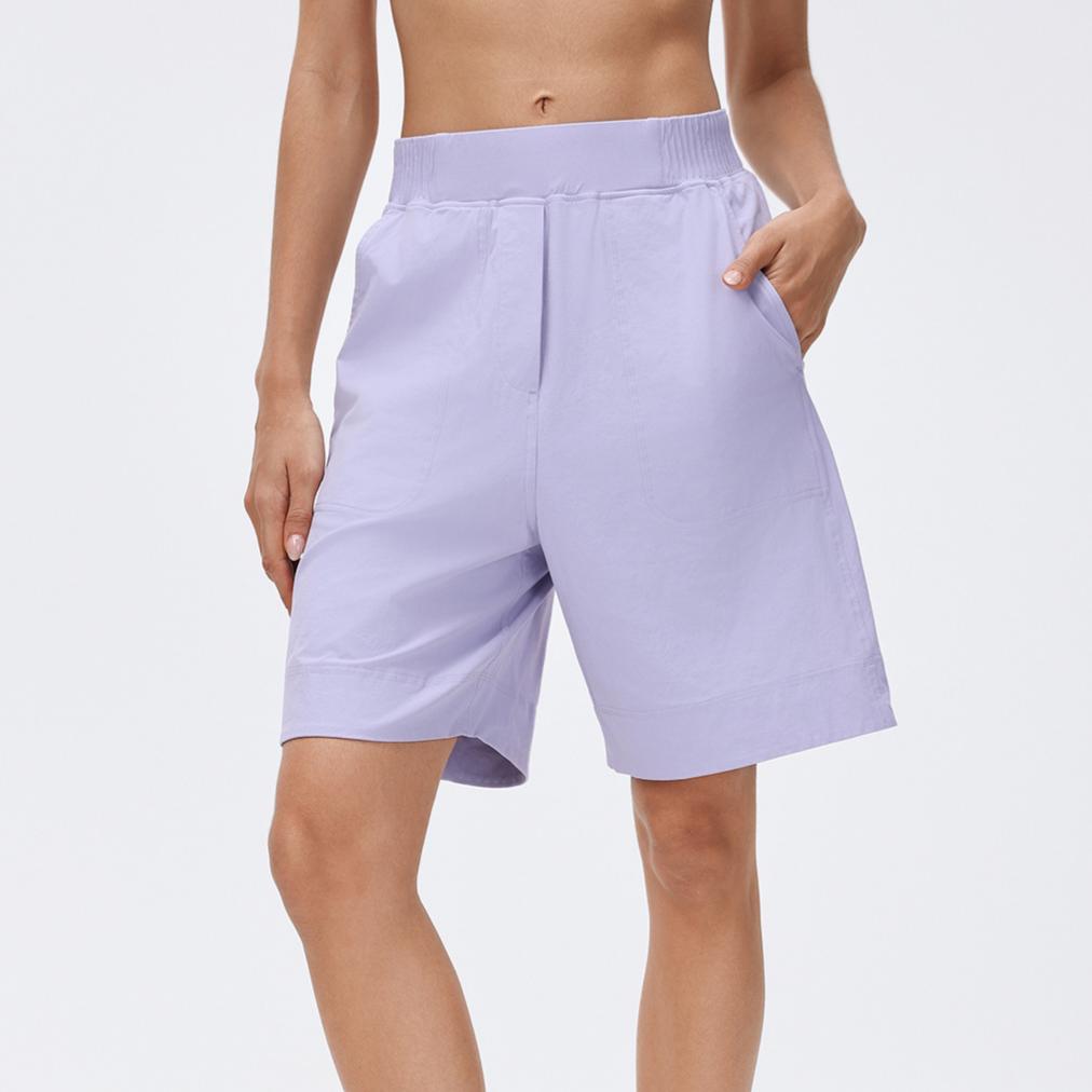 High Waist Casual Cropped Pants Women Lightweight Breathable Sports Running Shorts Loose Straight Fitness Summer Tichin