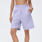 High Waist Casual Cropped Pants Women Lightweight Breathable Sports Running Shorts Loose Straight Fitness Summer Tichin