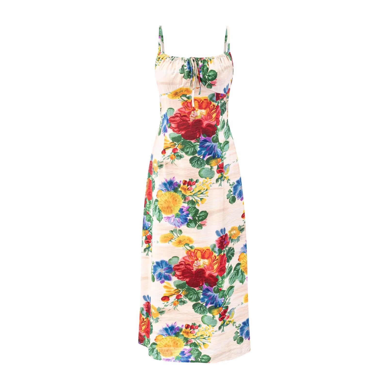 Spring Spaghetti Strap Floral Print Backless Big Floral Sexy Sleeveless Dress Women Short Dresses PullWind