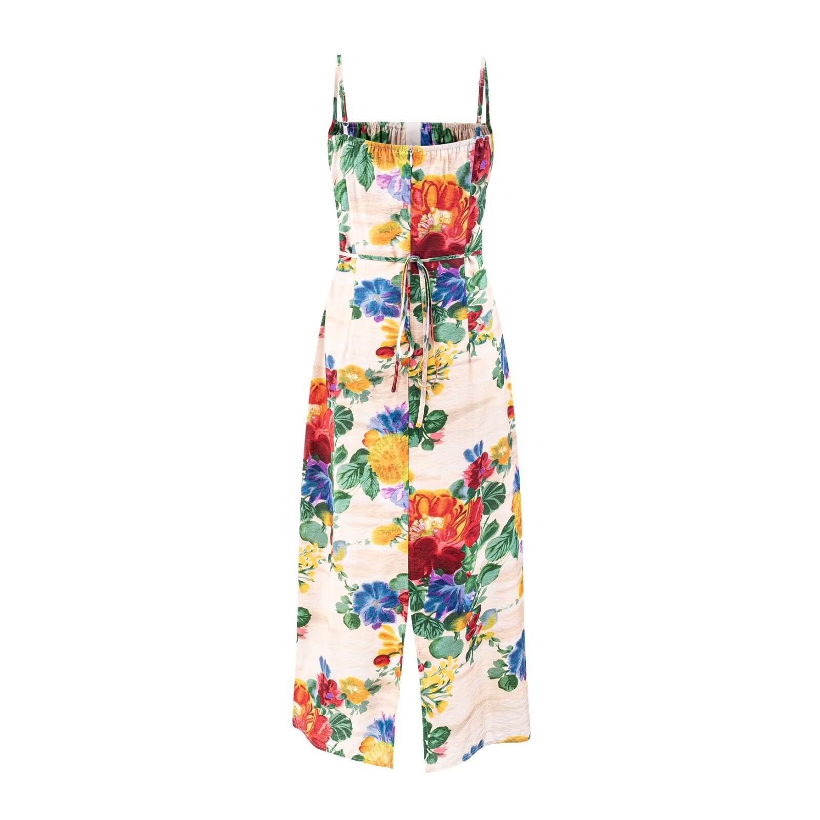 Spring Spaghetti Strap Floral Print Backless Big Floral Sexy Sleeveless Dress Women Short Dresses PullWind
