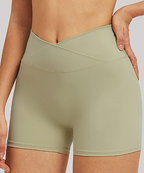 Cross Waist Yoga Shorts Tight Brushed Workout Shorts Outdoor Cycling Running Shorts Sollinarry