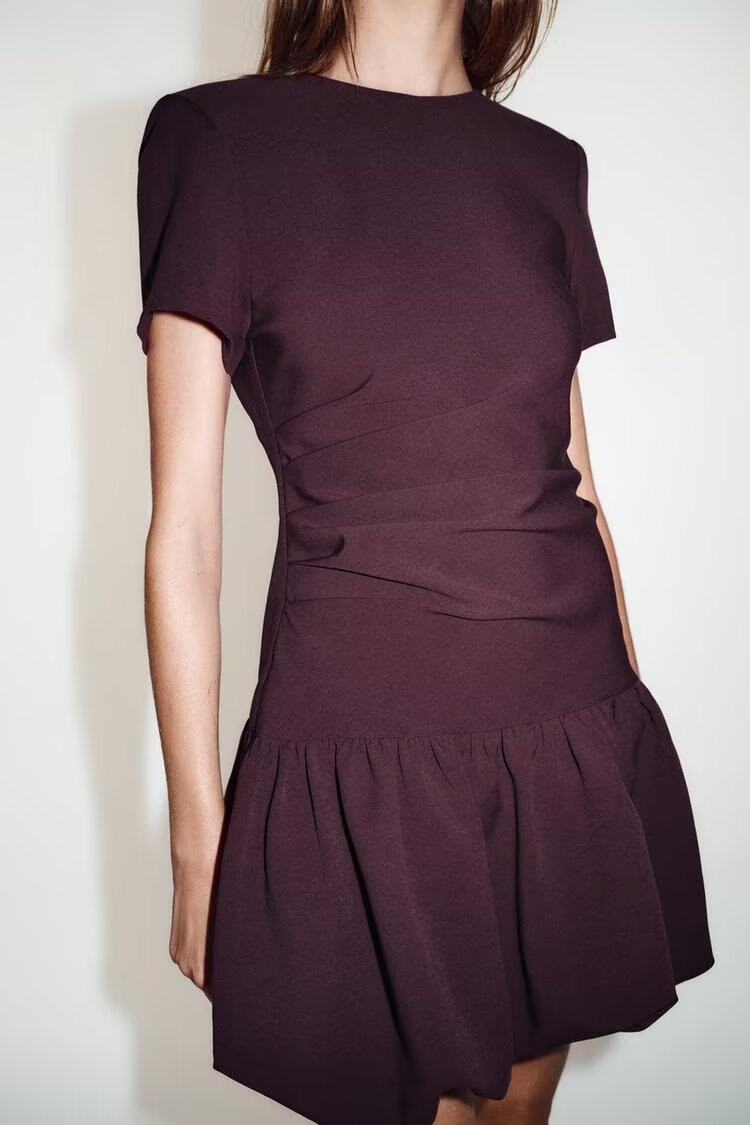 Simple Thin Balloon Short Dress Shell