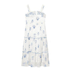 Gentle Sweet Lotus Leaf Lace up Embroidered off the Shoulder Slip Dress Dress Summer Slim Youthful Holiday Midi Dress Howe