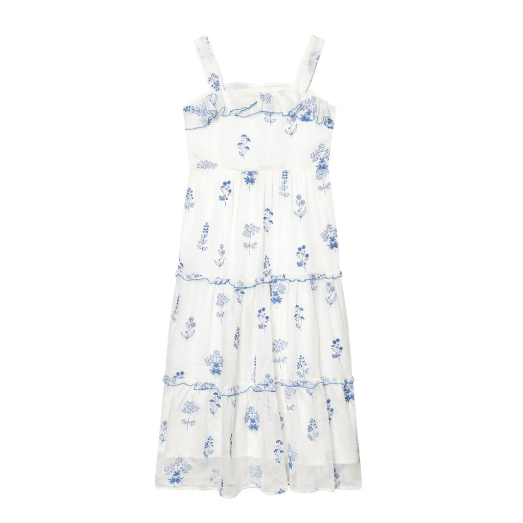 Gentle Sweet Lotus Leaf Lace up Embroidered off the Shoulder Slip Dress Dress Summer Slim Youthful Holiday Midi Dress Howe