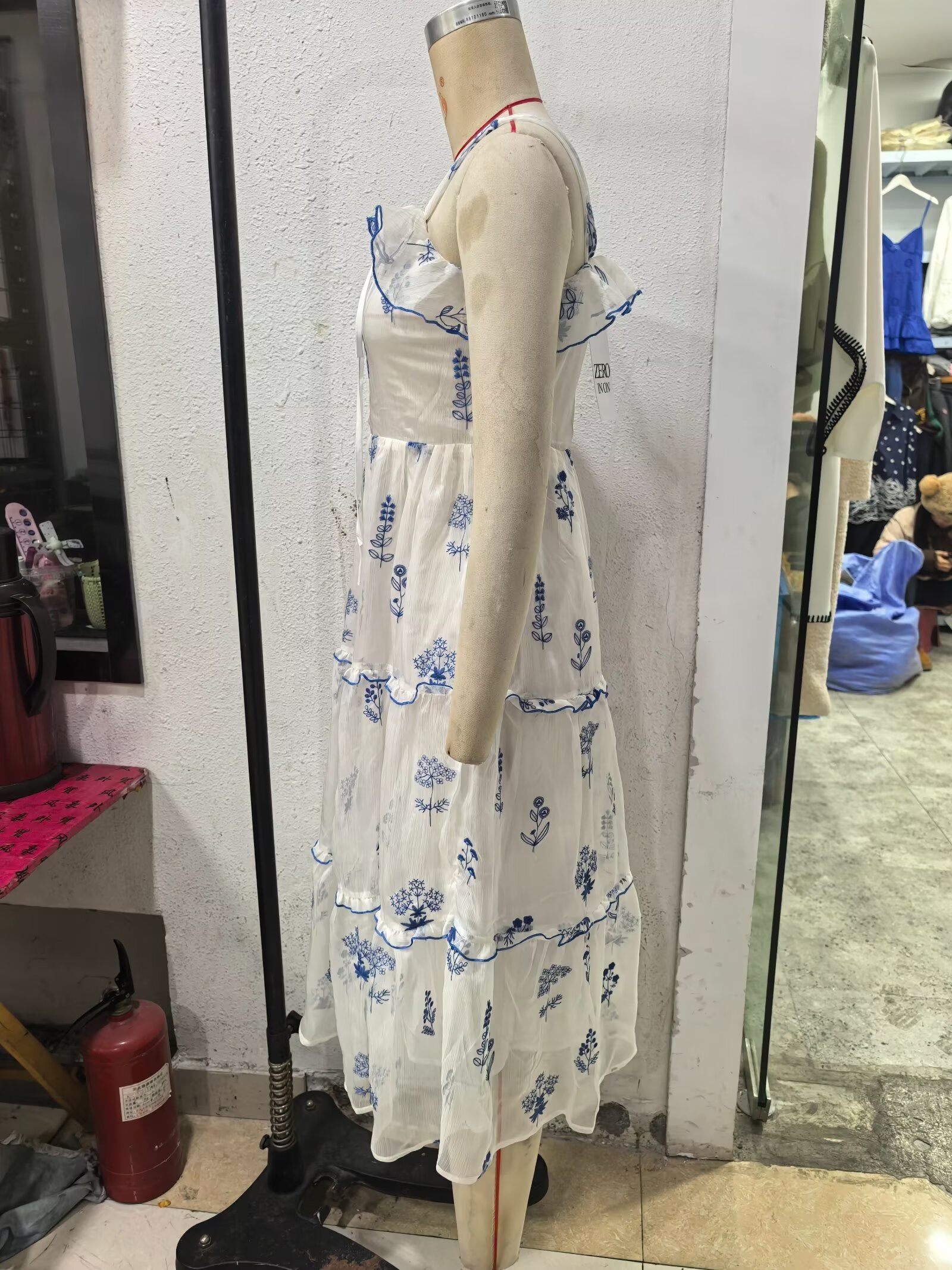 Gentle Sweet Lotus Leaf Lace up Embroidered off the Shoulder Slip Dress Dress Summer Slim Youthful Holiday Midi Dress Howe