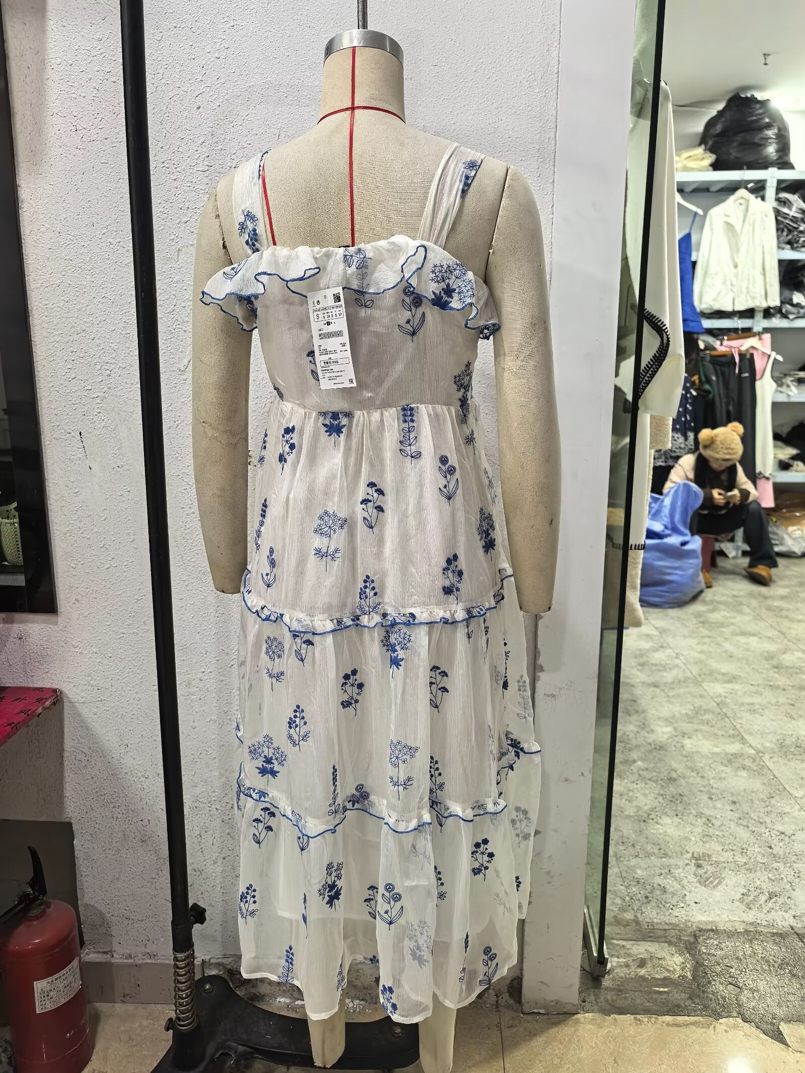 Gentle Sweet Lotus Leaf Lace up Embroidered off the Shoulder Slip Dress Dress Summer Slim Youthful Holiday Midi Dress Howe