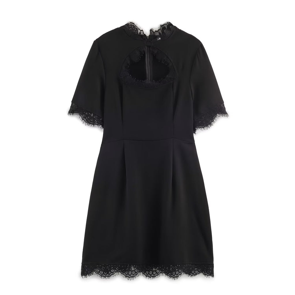 Elegant Women Slim Lace Stitching Sexy Sheath Dress LongZest