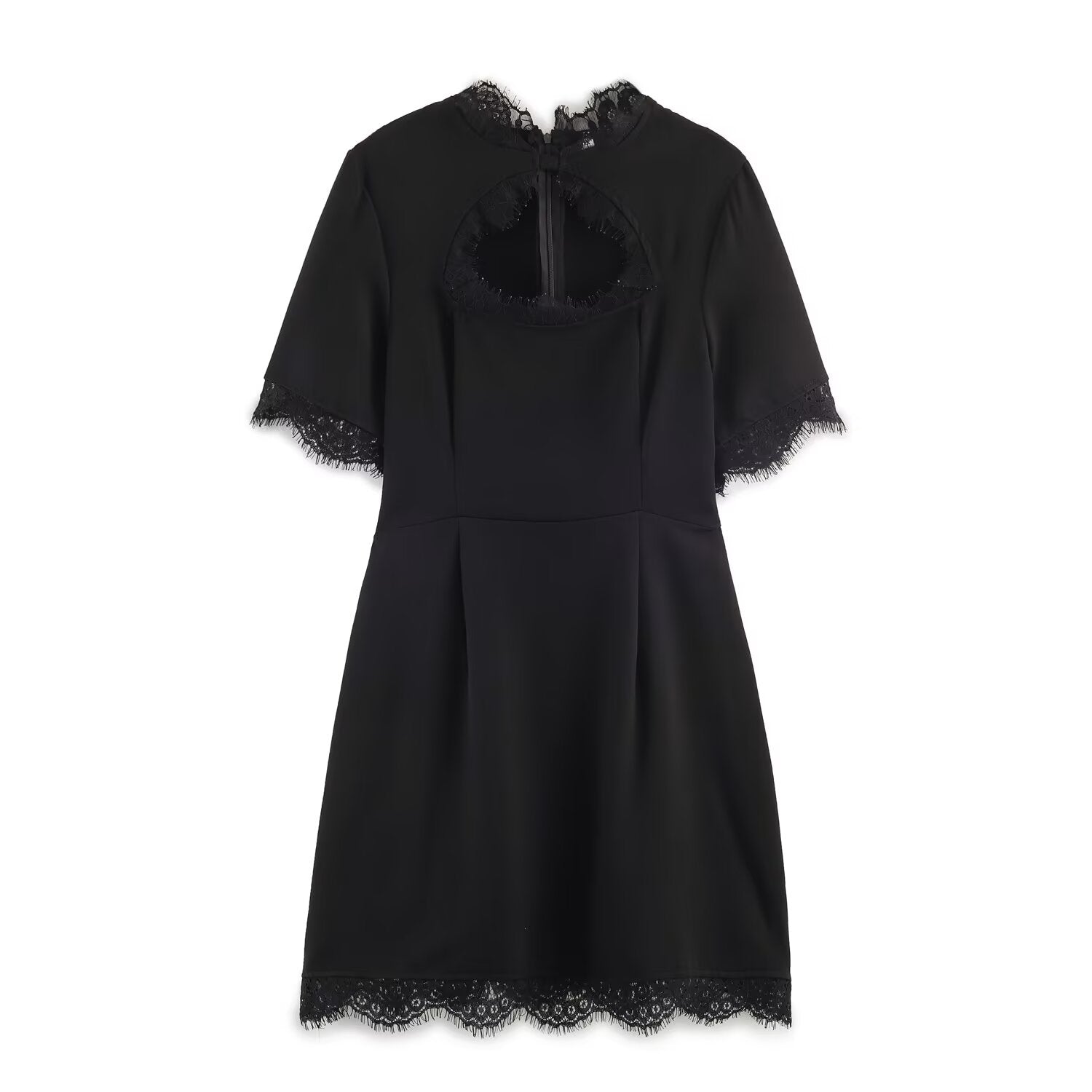Elegant Women Slim Lace Stitching Sexy Sheath Dress LongZest