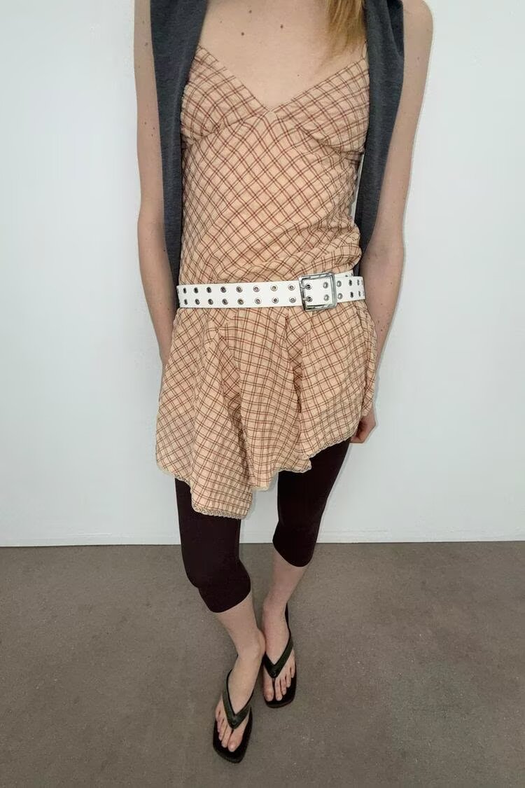 Women Clothing Fashionable Sweet Spicy Plaid Irregular Asymmetric Short Dress flightCourse
