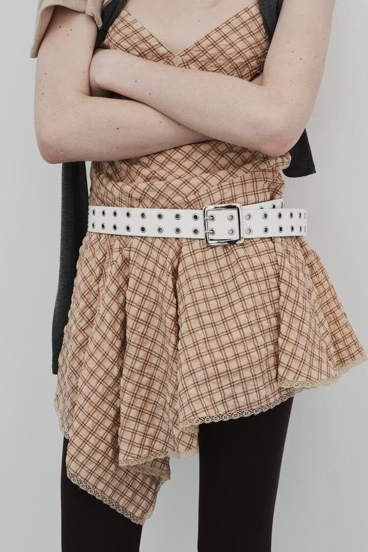Women Clothing Fashionable Sweet Spicy Plaid Irregular Asymmetric Short Dress flightCourse