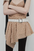 Women Clothing Fashionable Sweet Spicy Plaid Irregular Asymmetric Short Dress flightCourse