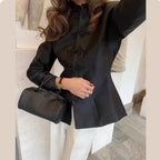 Spring Summer Chinese Coat Black Buckle Chinese Knot Waist Jacket LongZest