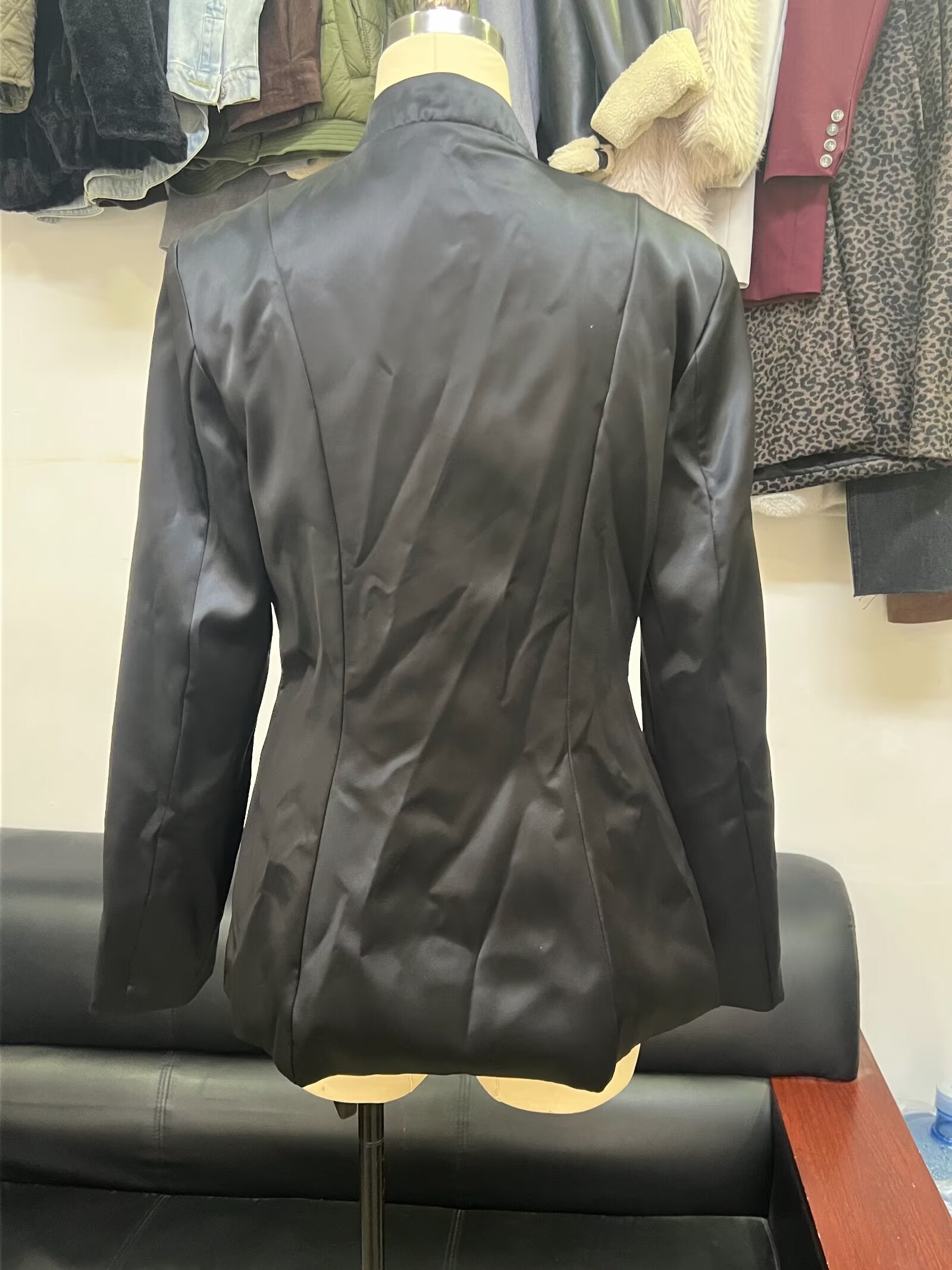 Spring Summer Chinese Coat Black Buckle Chinese Knot Waist Jacket LongZest