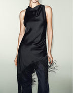 Women Clothing Summer All Matching Sleeveless Irregular Asymmetric Tassel Top flightCourse