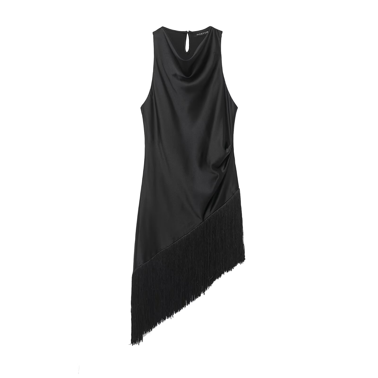 Women Clothing Summer All Matching Sleeveless Irregular Asymmetric Tassel Top flightCourse
