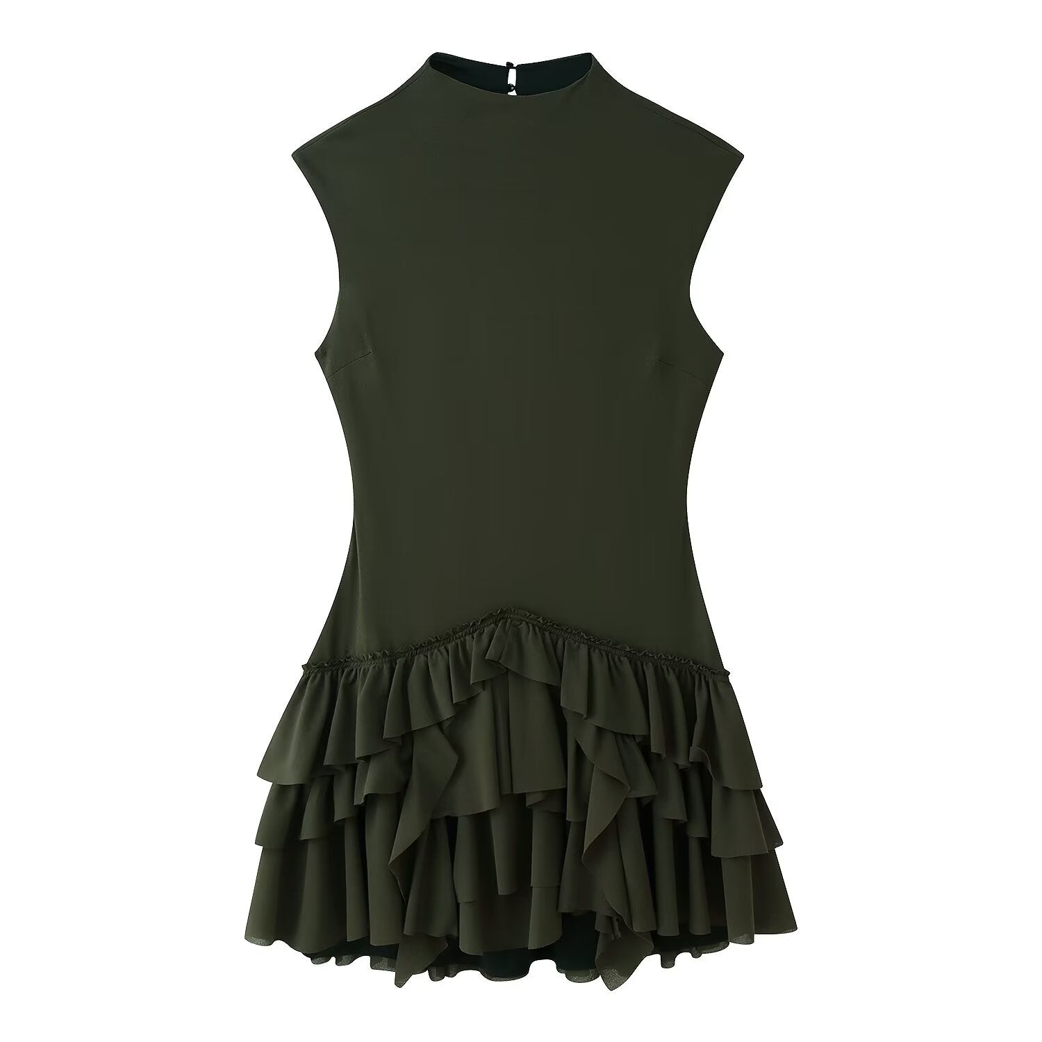 Women Clothing Spring Ruffles Laminated Decoration Short Dress JOUNJ