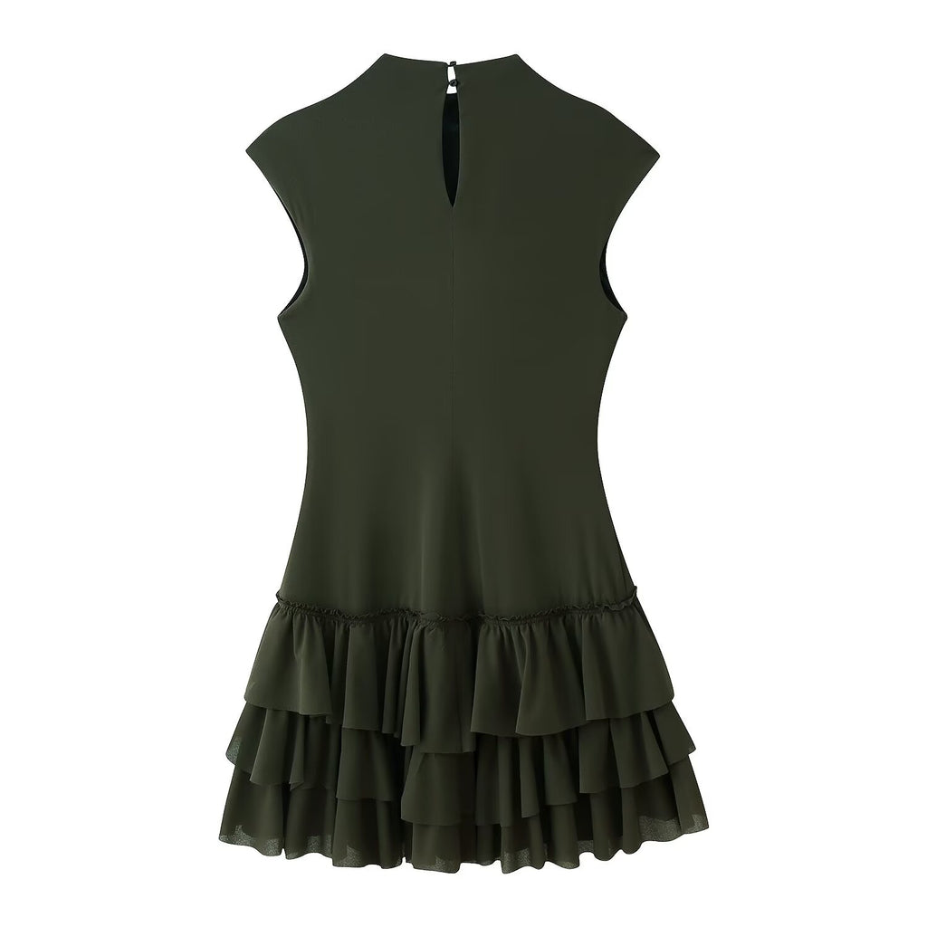 Women Clothing Spring Ruffles Laminated Decoration Short Dress JOUNJ