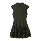 Women Clothing Spring Ruffles Laminated Decoration Short Dress JOUNJ