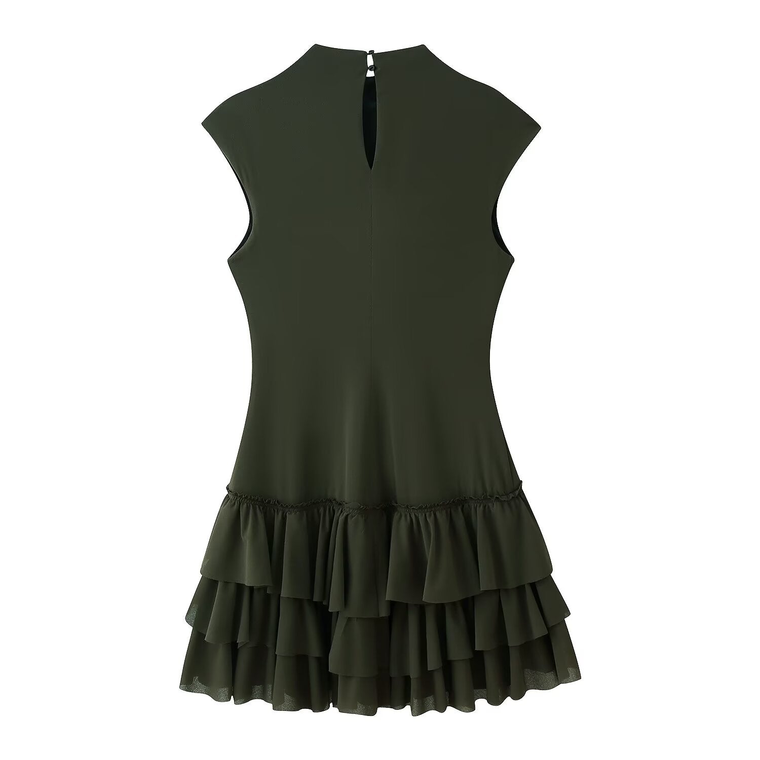 Women Clothing Spring Ruffles Laminated Decoration Short Dress JOUNJ