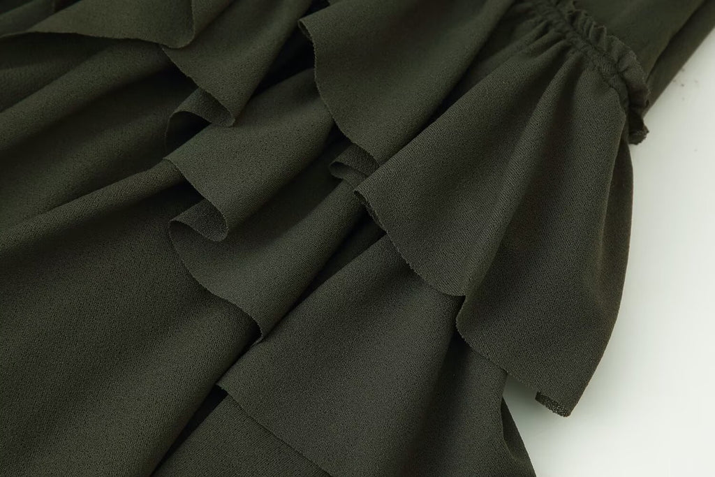 Women Clothing Spring Ruffles Laminated Decoration Short Dress JOUNJ