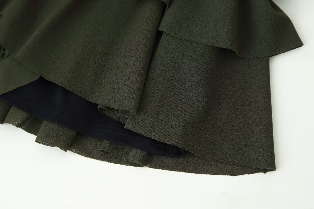 Women Clothing Spring Ruffles Laminated Decoration Short Dress JOUNJ